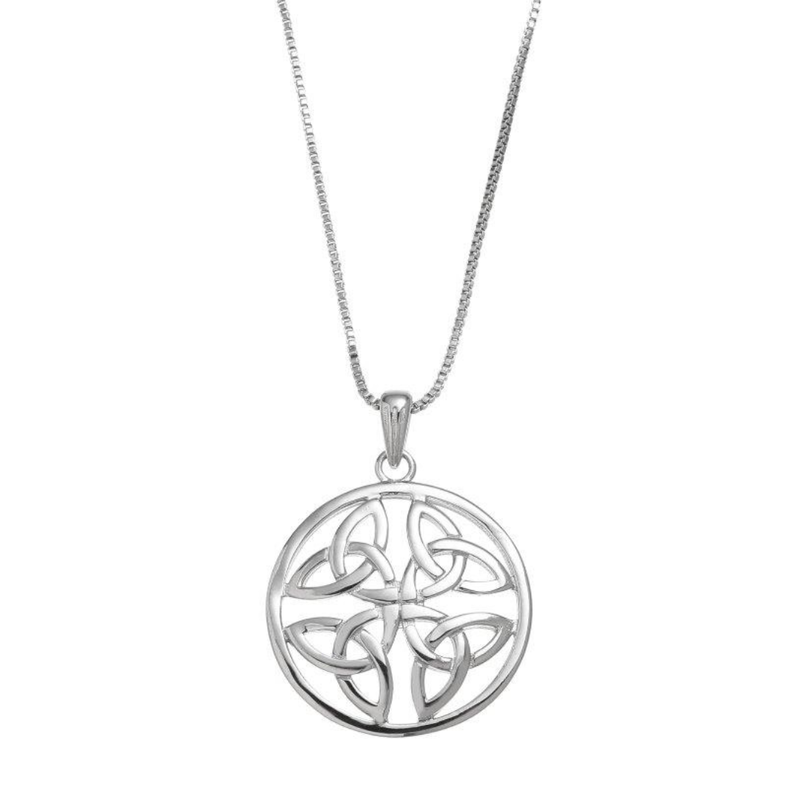 Sterling Silver 4 Trinity Knot Circle necklace